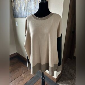 NWT BiBi Black Taupe Oversized Color Block Sweater Size Large